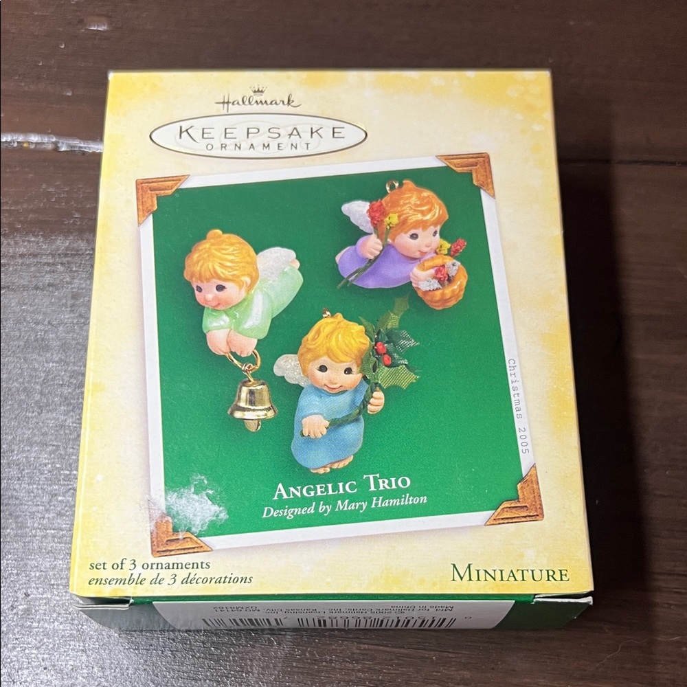 Hallmark Keepsake Angelic Trio Miniature Ornaments - Blue, Green, Yellow